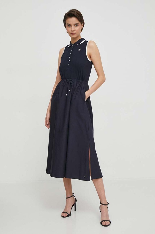 Šaty Tommy Hilfiger midi námořnická modř WW0WW41272
