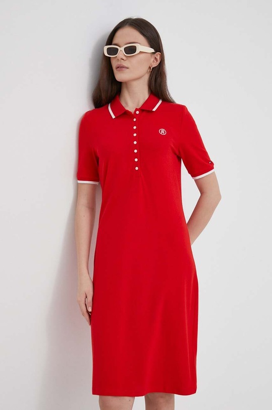 Šaty Tommy Hilfiger s elastanom červená WW0WW41275