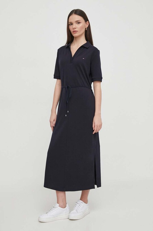 Šaty Tommy Hilfiger midi námořnická modř WW0WW41278