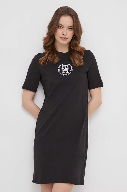 Tommy Hilfiger rochie din bumbac mini negru WW0WW41757