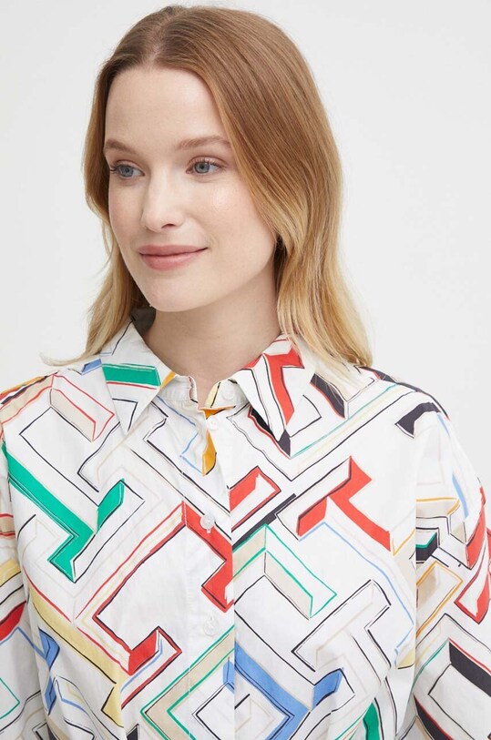 Βαμβακερό φόρεμα Tommy Hilfiger λευκό WW0WW41960