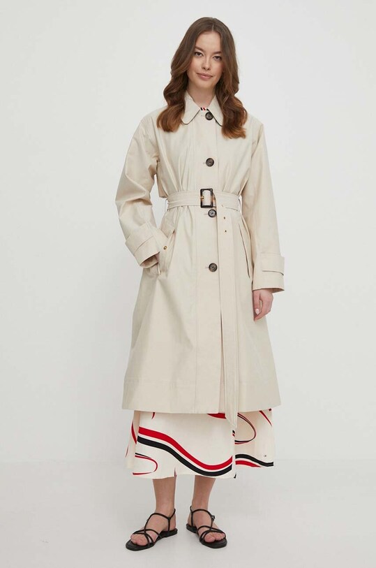 Šaty s prímesou ľanu Tommy Hilfiger WW0WW42031 viacfarebná SS24