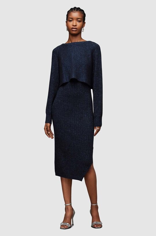 Vunena haljina i pulover AllSaints Margot bez uzorka plava WD294Z