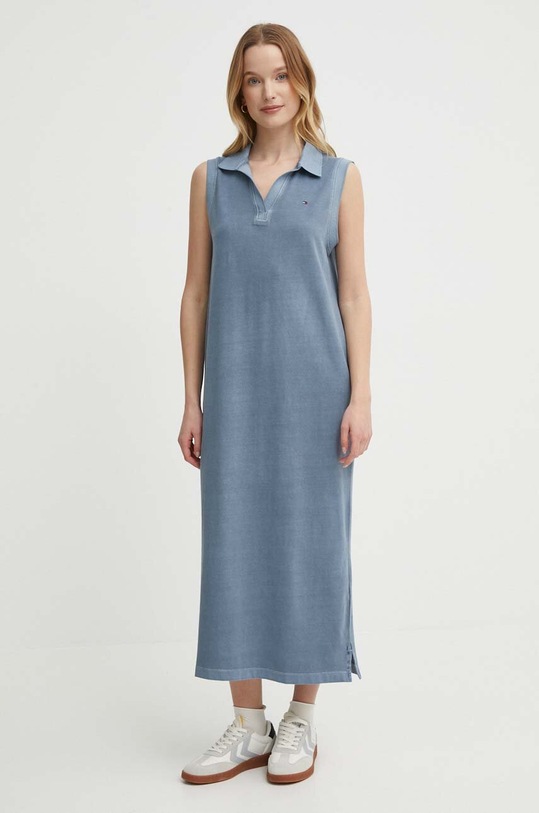 Šaty Tommy Hilfiger s elastanom modrá WW0WW41282