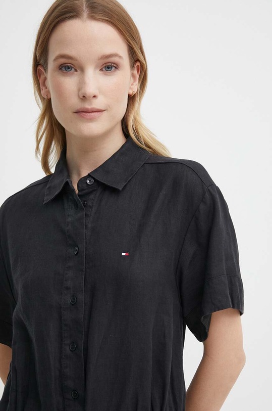 Λινό φόρεμα Tommy Hilfiger WW0WW41911 μαύρο