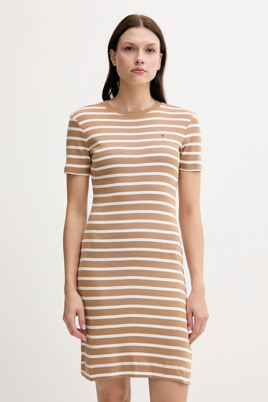 Tommy Hilfiger sukienka bawełniana bawełna beżowy WW0WW42721