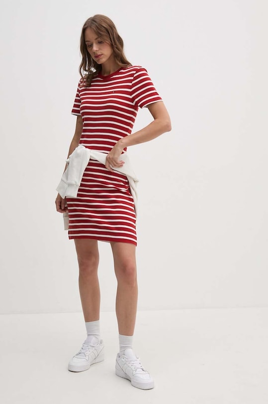 Tommy Hilfiger sukienka bawełniana WW0WW42721 czerwony AW25
