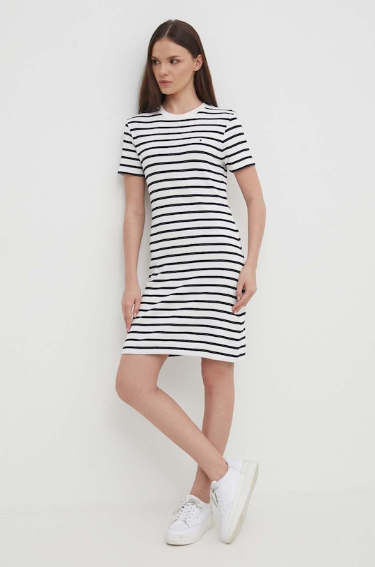 Tommy Hilfiger rochie din bumbac WW0WW42721 bleumarin AW25