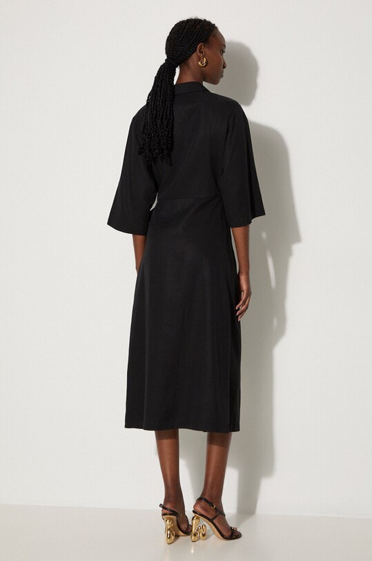Šaty s příměsí lnu Samsoe Samsoe SAHANI F24100086 černá SS24