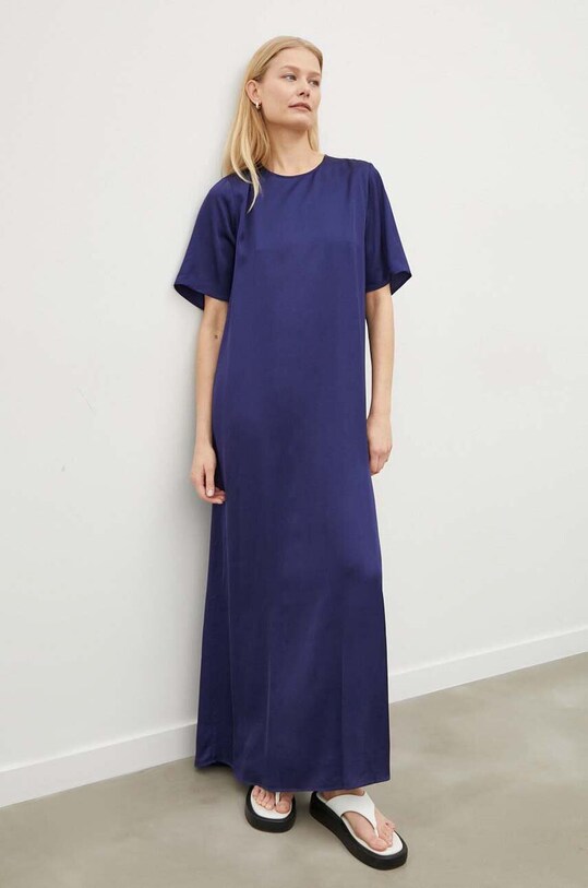 Šaty Samsoe Samsoe SADENISE viskóza tmavomodrá F24100090