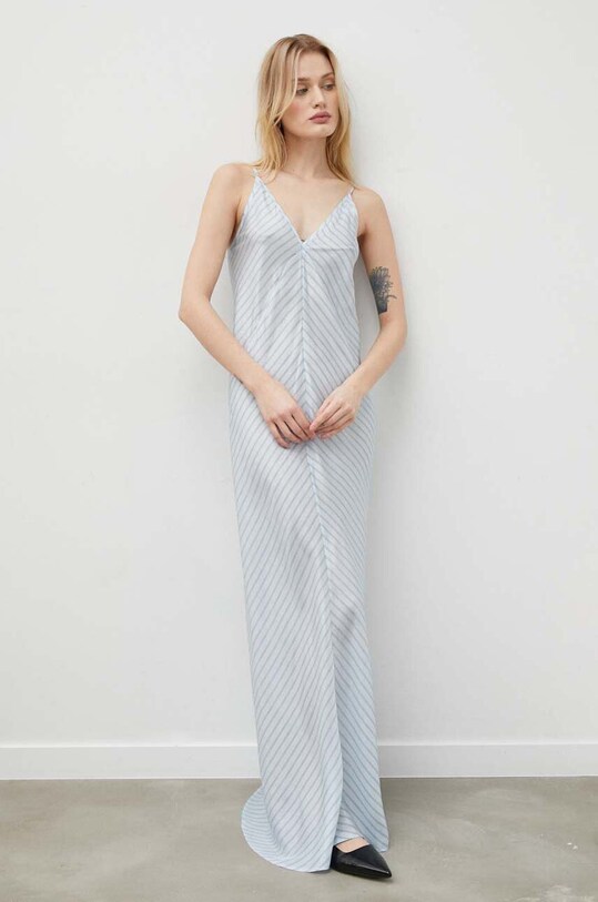 Herskind rochie de matase Mindy maxi albastru 5173980