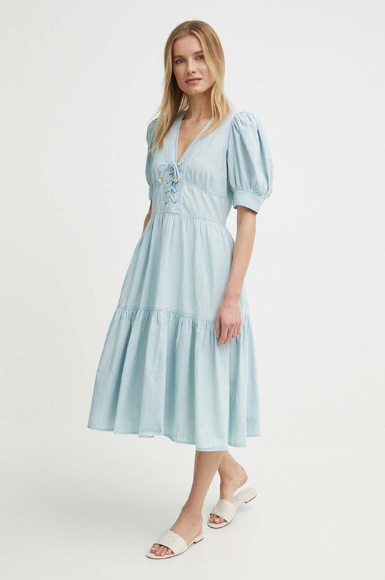 Lauren Ralph rochie din denim mini albastru 200933355