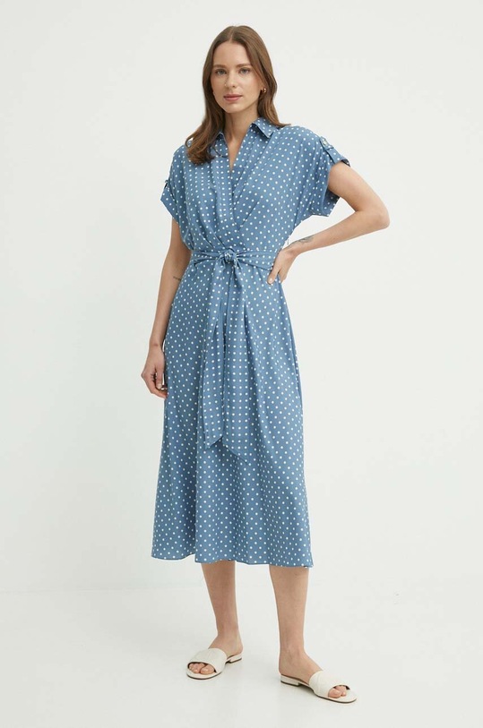 Хлопковое платье Lauren Ralph Lauren 250938927 голубой SS24