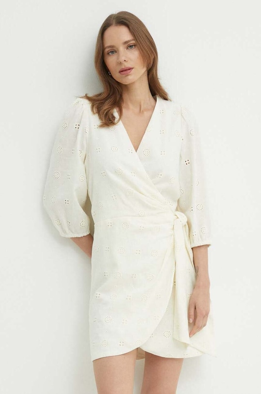 Pepe Jeans vestito di lino DASHA mini beige PL953470