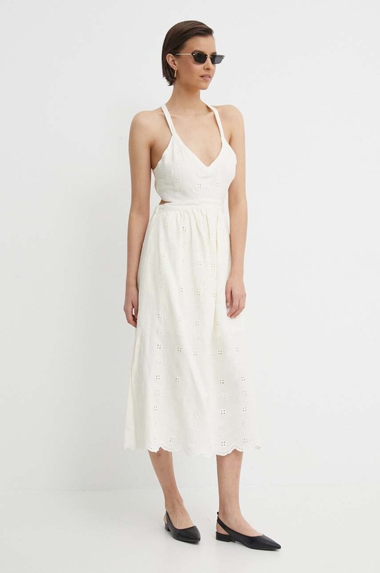 Pepe Jeans sukienka lniana GISELA PL953471 beżowy SS24