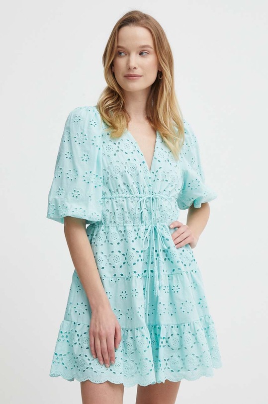 Pepe Jeans sukienka bawełniana DELIA bawełna turkusowy PL953475