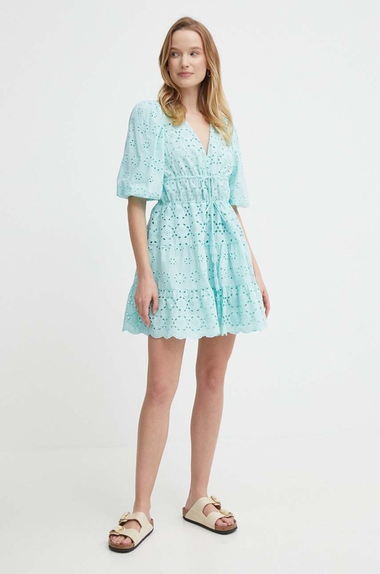 Pepe Jeans sukienka bawełniana DELIA PL953475 turkusowy SS24