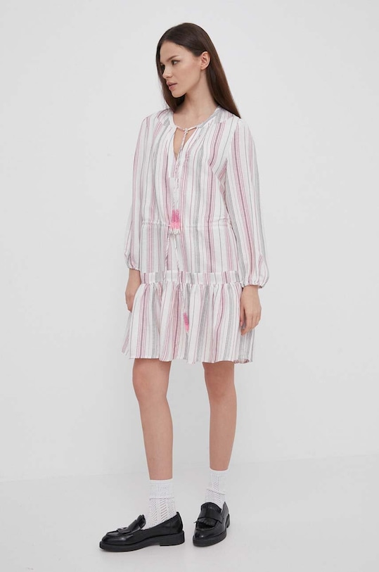 Pepe Jeans sukienka lniana DEBBIE PL953497 multicolor SS24