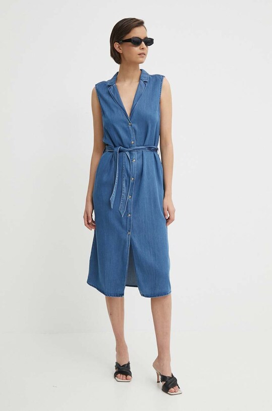 Odzież Pepe Jeans sukienka MAGGIE PL953512 niebieski
