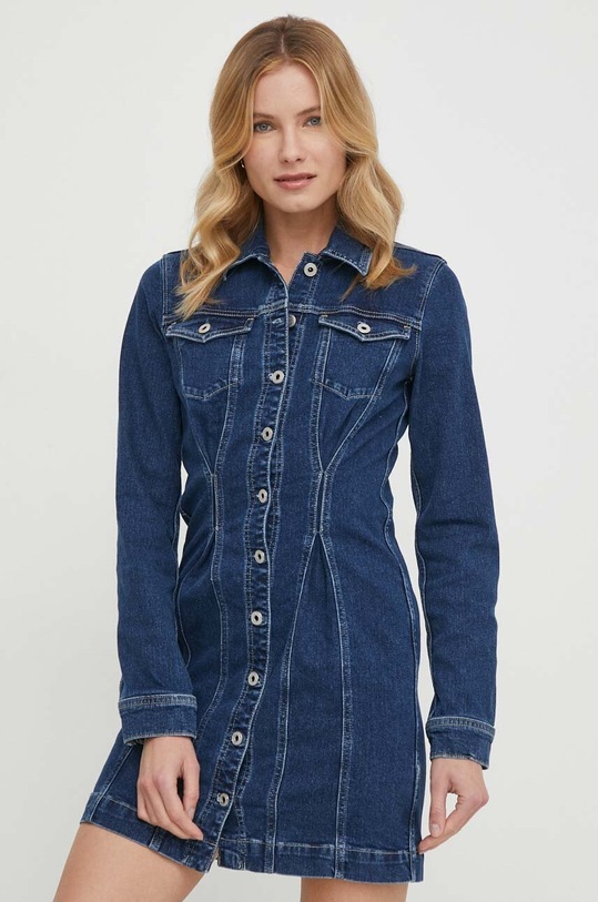 Pepe Jeans sukienka CANDIE z elastanem granatowy PL953514