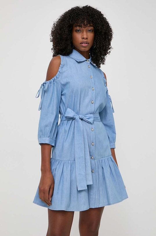 Bavlněné šaty Liu Jo mini modrá UA4092.D4695