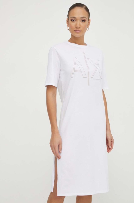 Armani Exchange sukienka bawełniana 3DYA70.YJ3RZ biały SS24