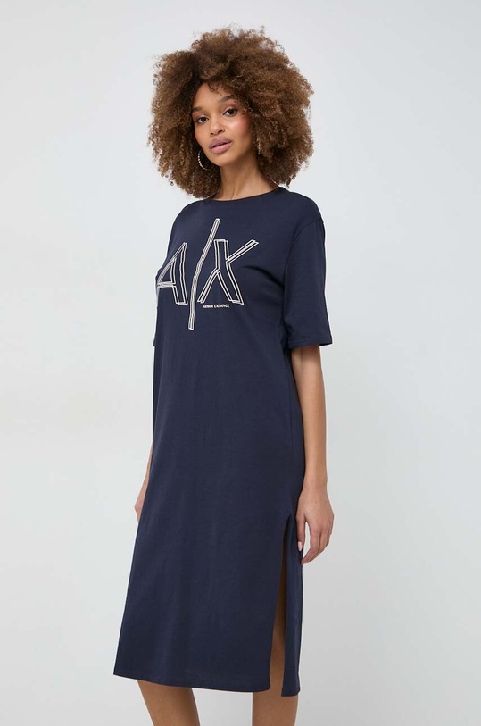 Îmbrăcăminte Armani Exchange rochie din bumbac 3DYA70.YJ3RZ bleumarin