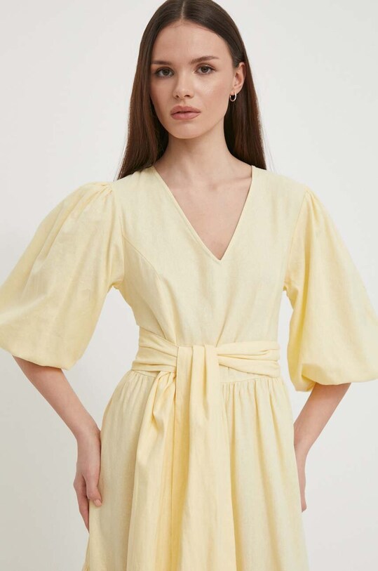Lanena haljina Barbour Modern Heritage LDR0770 zlatna