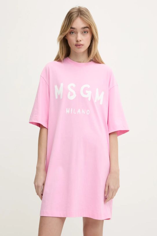 Хлопковое платье MSGM 2000MDA510.200002 розовый AA00