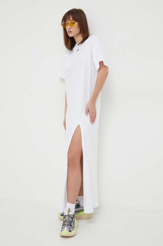 MSGM sukienka bawełniana 3641MDA83.247002 biały SS24