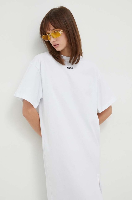 MSGM sukienka bawełniana biały 3641MDA83.247002