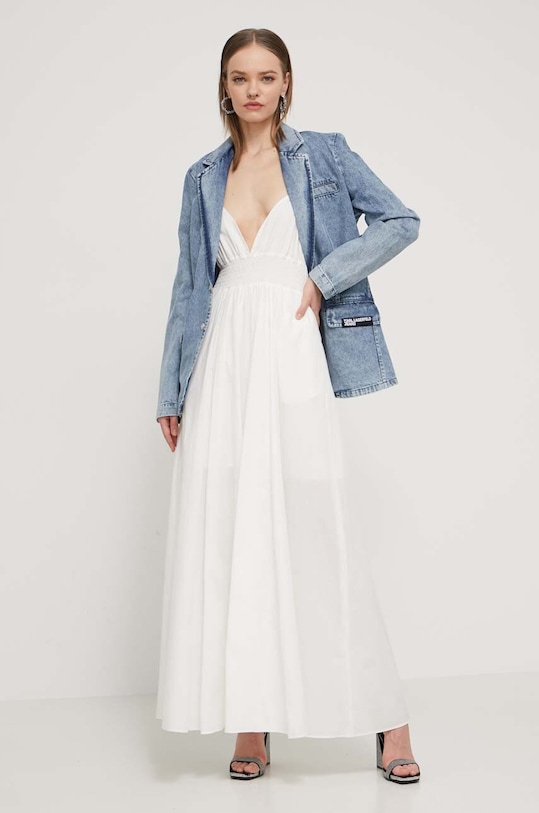HUGO rochie din bumbac maxi alb 50510425