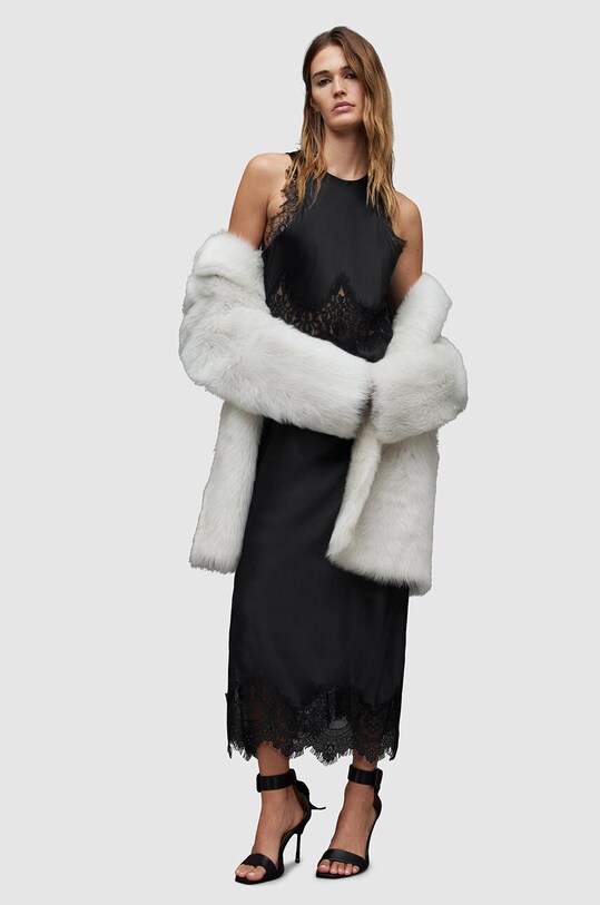 AllSaints rochie din amestec de matase Alula WD317Z negru