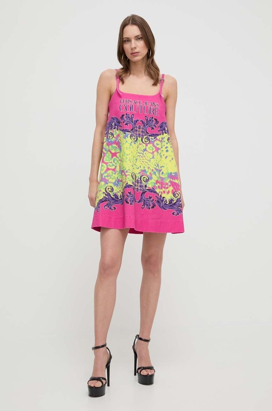 Versace Jeans Couture rochie din denim mini roz 76HAO94P.ES096L54