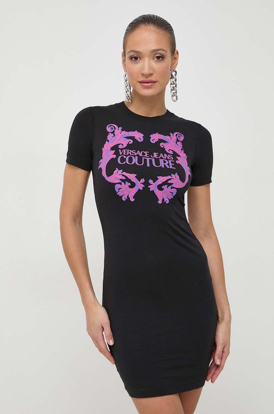 Versace Jeans Couture rochie din bumbac mini negru 76HAOG02.CJ02G