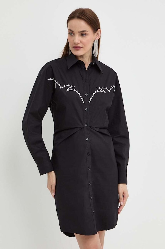 Pinko rochie din bumbac cu guler negru 103737.A1XO