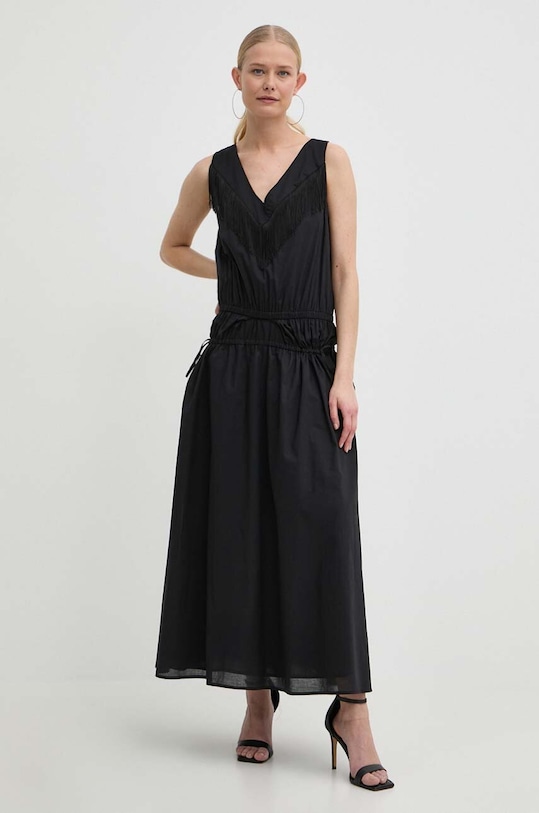 Pinko rochie din bumbac maxi negru 103740.A1XN