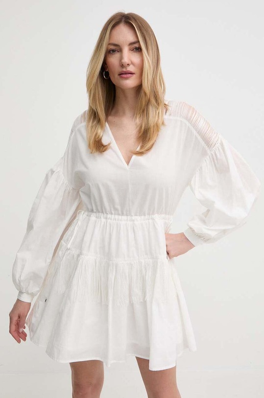 Bavlněné šaty Pinko mini béžová 103741.A1XN