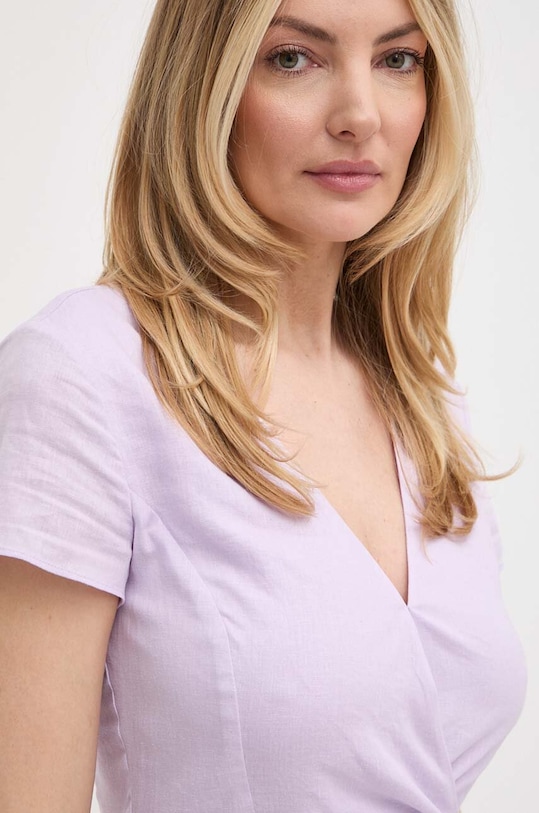 Ľanové šaty Armani Exchange fialová 3DYA07.YN3RZ