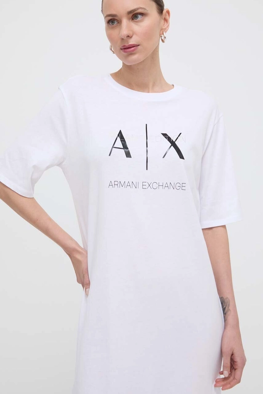 Pamučna haljina Armani Exchange 3DYA79.YJ3RZ bijela SS24