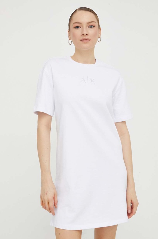 Бавовняна сукня Armani Exchange короткий білий 3DYA89.YJFHZ