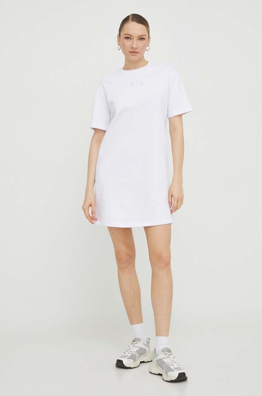 Бавовняна сукня Armani Exchange 3DYA89.YJFHZ білий SS24