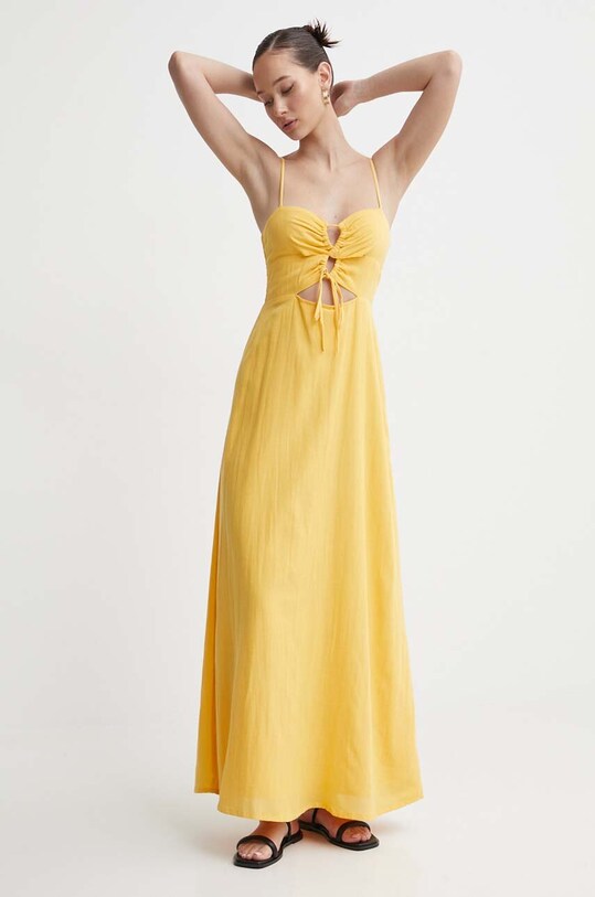 Сукня з домішкою льону Billabong X It's Now Cool ABJWD00681 жовтий SS24