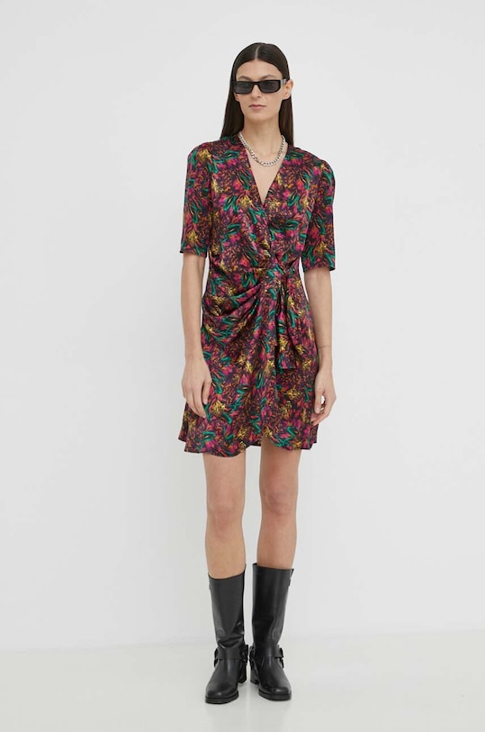 The Kooples rochie de matase mini multicolor FROB28063K