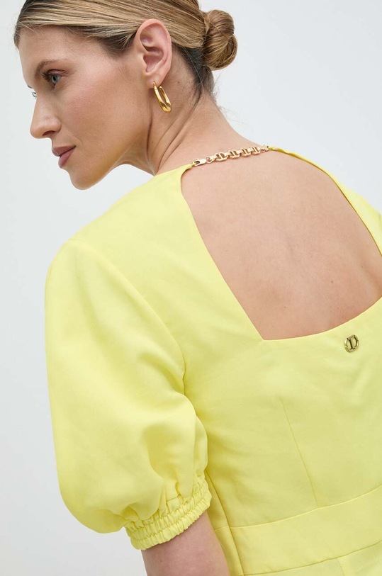Twinset vestito con aggiunta di lino giallo 241TT2107