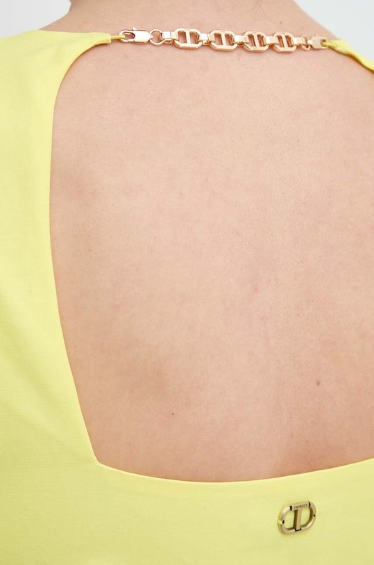 Twinset sukienka z domieszką lnu 241TT2107 żółty