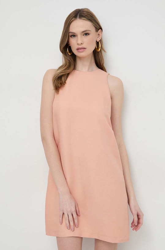 Twinset sukienka z domieszką lnu 241TT2106 pomarańczowy SS24