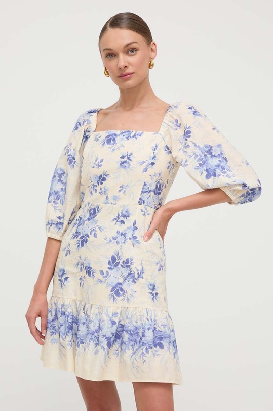 Twinset sukienka lniana trzy czwarte niebieski 241TT2423