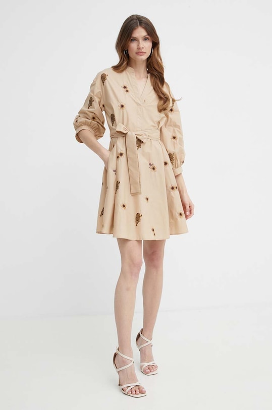 Bavlněné šaty Twinset 241TT2311 béžová SS24