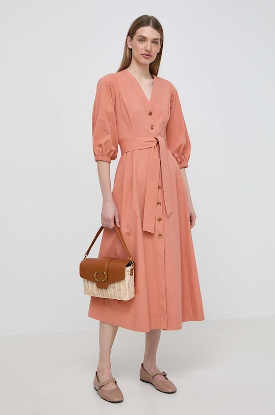 Twinset rochie din bumbac 241TT2051 portocaliu SS24